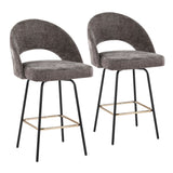 Renee - Upholstered Fixed-Height Counter Stool (Set of 2) - Black Metal