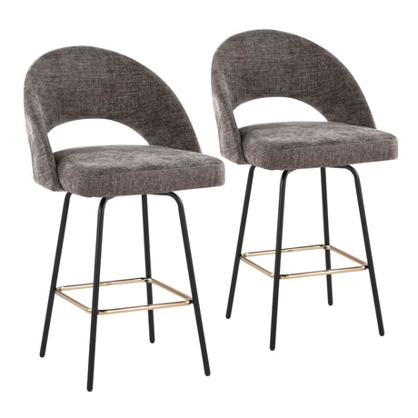 Renee - Upholstered Fixed-Height Counter Stool (Set of 2) - Black Metal