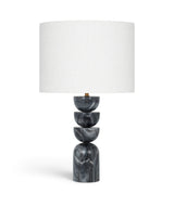 Opus - Genuine Marble, Linen Textured Fabric And Brass Table Lamp