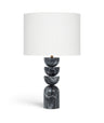 Opus - Genuine Marble, Linen Textured Fabric And Brass Table Lamp