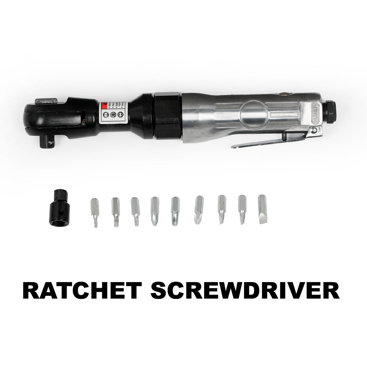 71 Piece Air Tool And Accessories Kit, Impact Wrench, Air Ratchet, Die Grinder, Aire Hammer, Hose Fittings, Storage Case - Black / Silver