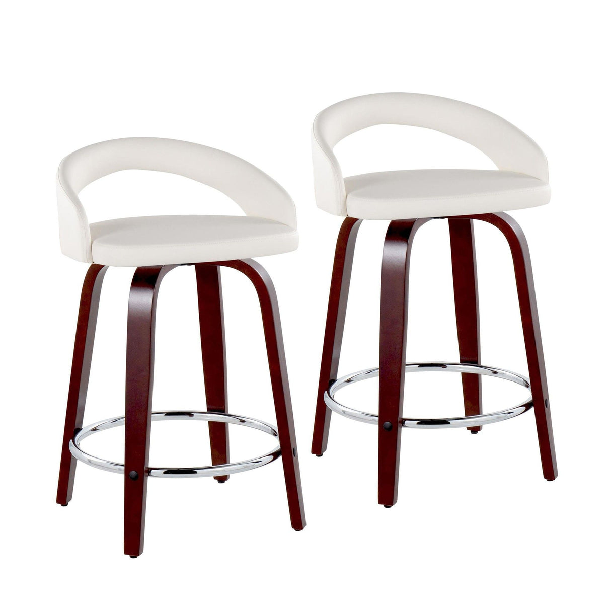 Grotto - Upholstered Fixed-Height Counter Stool With Mahogany Wood Base (Set of 2)