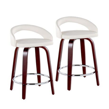 Grotto - Upholstered Fixed-Height Counter Stool With Mahogany Wood Base (Set of 2)