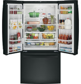 GE GWE19JGLBB - 33 in. 18.6 cu. ft. Counter Depth French Door Refrigerator with Internal Water Dispenser - Black