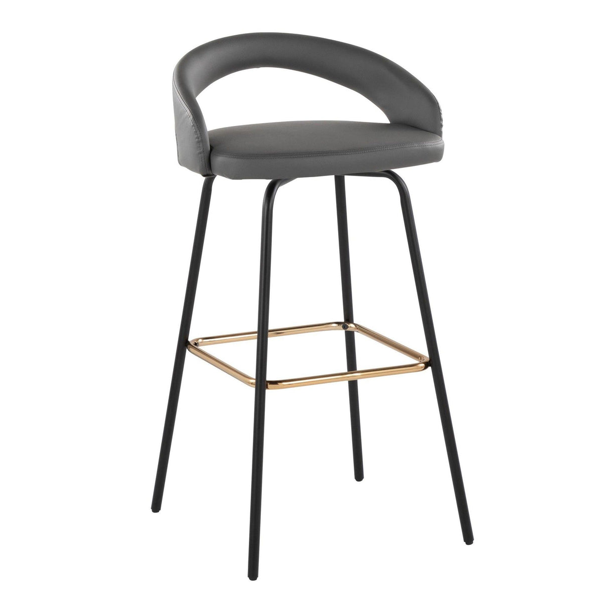 Grotto - Upholstered Fixed-Height Barstool - Black Metal