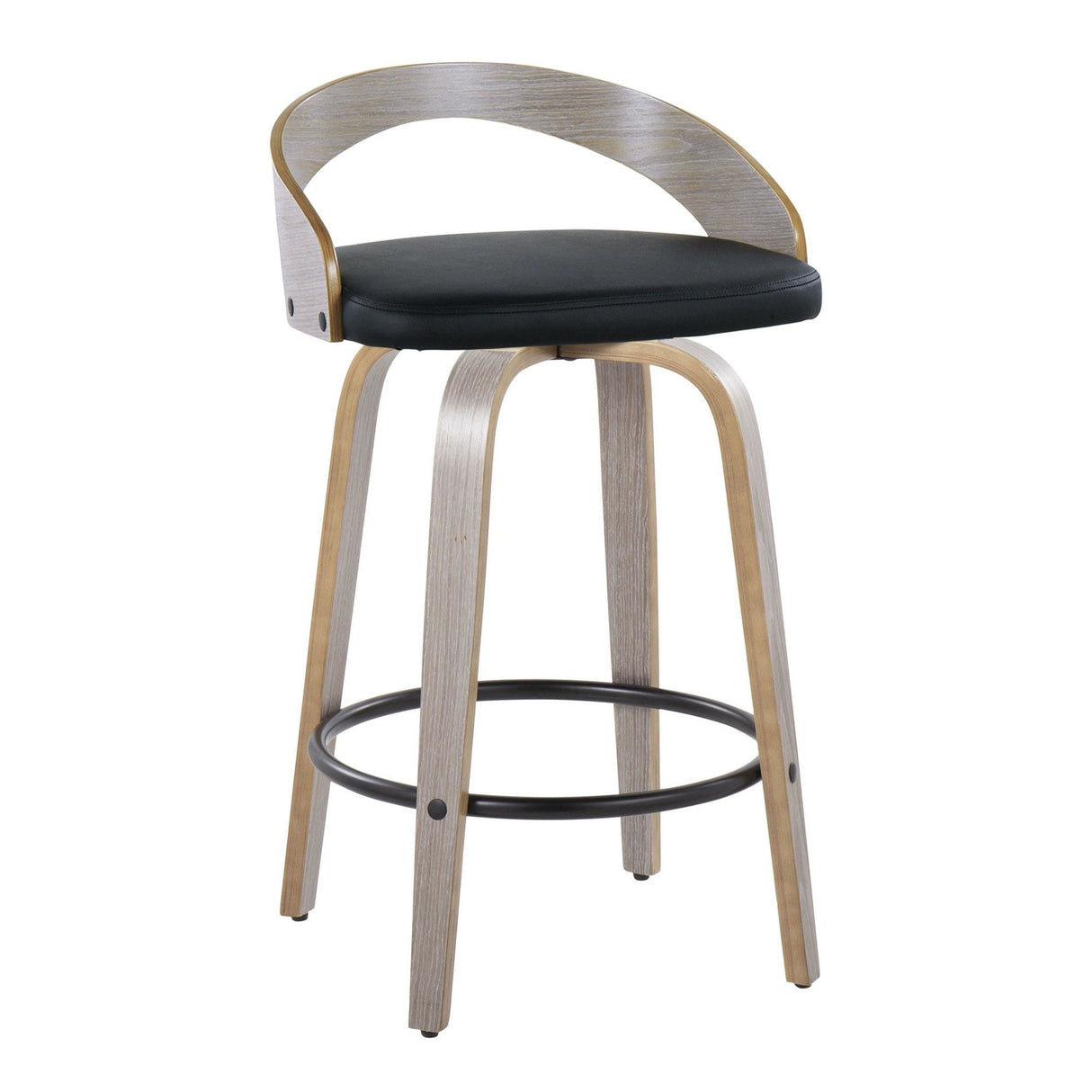 Grotto - Fixed-Height Swivel Counter Stool (Set of 2) - Light Gray Wood Frame
