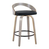 Grotto - Fixed-Height Swivel Counter Stool (Set of 2) - Light Gray Wood Frame