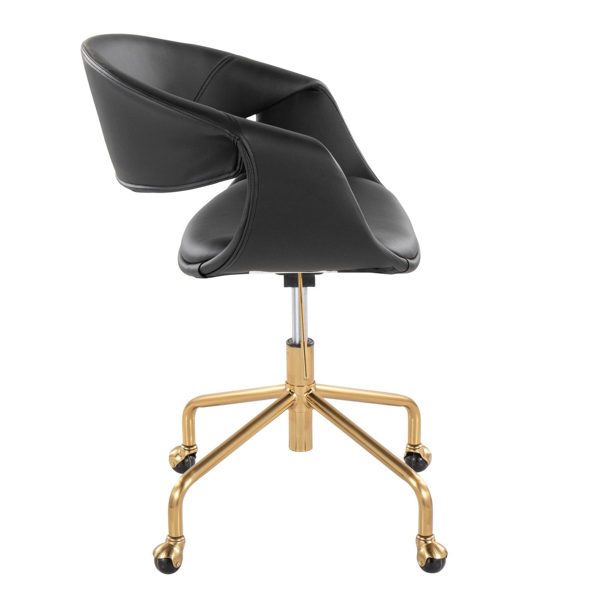 Curvo - Upholstered Task Chair - Gold Metal Base
