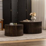 Cylindrical Coffee Table With Vertical Texture Relief