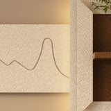 3D LED Sandstone Wall Decor With Simulated Plants, Glass Vase & Remote Control - Light Coffee