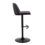Toriano - Adjustable Bar Stool (Set of 2) - Black Steel With Rounded T Footrest And Black Faux Leather