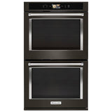 KitchenAid KODE900HBS black stainless double wall oven front view
