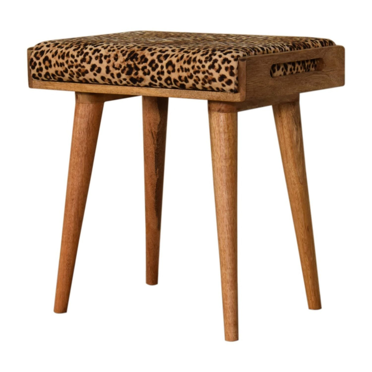 Leopard Tray Style Footstool - Brown Oak