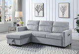 Ruby - Reversible Sleeper Sectional Sofa With Storage Chaise And Side Pocket - Light Gray