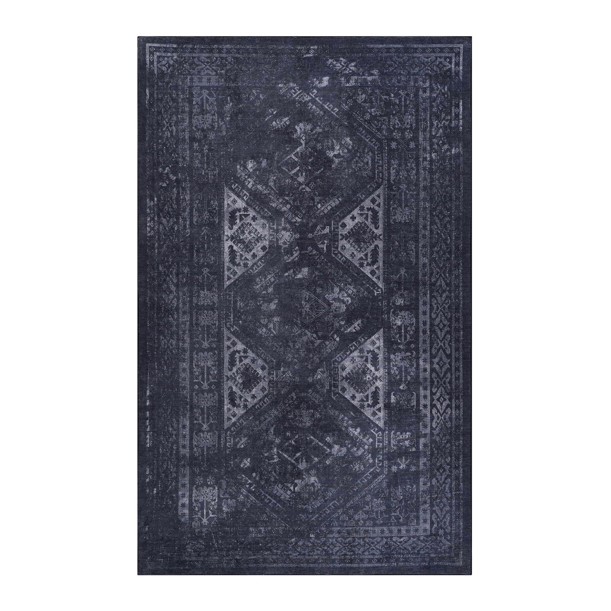 Maval - 8' X 10' Area Rug Washable - Black / Gray