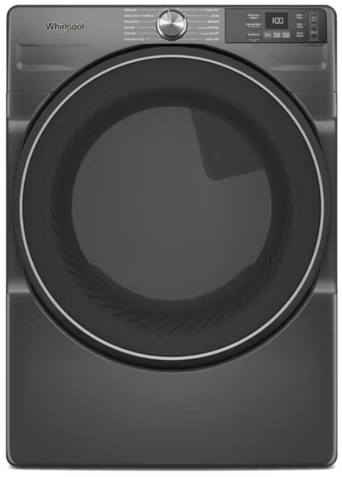 Whirlpool WGD5720RU 27 inch 7.4 cu. ft. smart gas dryer in Volcano Black - front view