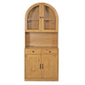 Tall Arched Pantry Cabinet With Charging Station, Adjustable Shelves, Coffee Bar