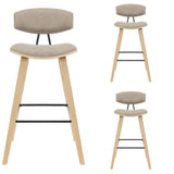 Fox - Bar Height Curved Back Wood Bar Stool With Faux Leather Seat