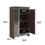 Elegant Decor Mirrored Shoe Cabinet With Edging Double Door Storage Cabinets Glass - Brown / Silver / Gray