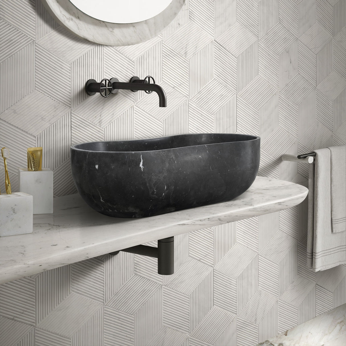 Bathroom Vessel Sink With Wavy Design