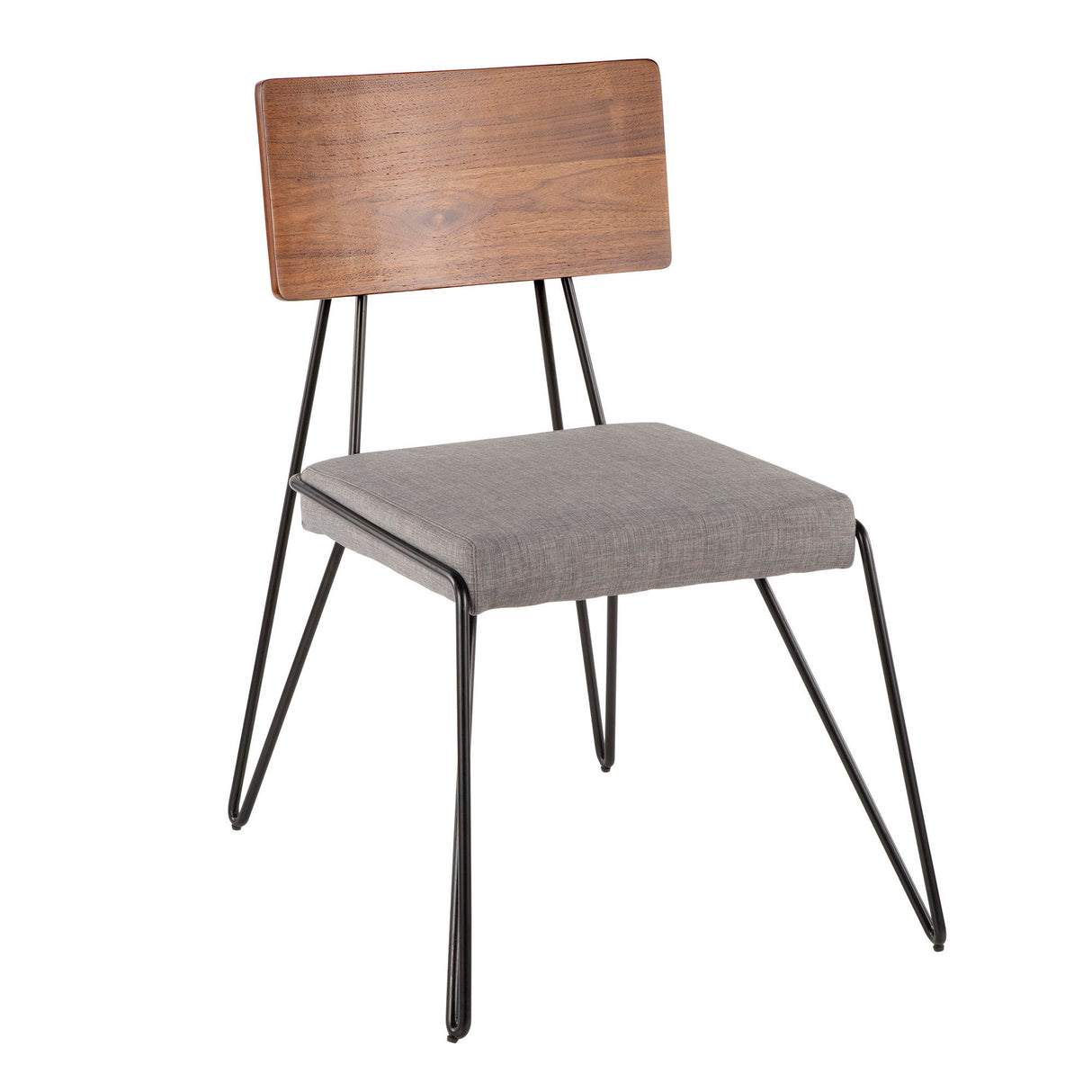 Loft - Chair - Black Metal With Gray Fabric And Walnut Wood Accent (Set of 2)