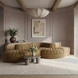 Rummi - Rounded Velvet Performance Fabric Upholstered 5 Piece Modular Sectional