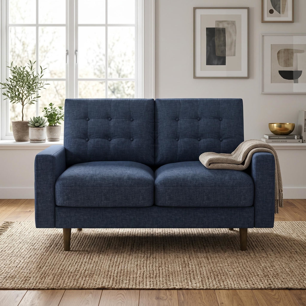 Loveseat Sofa, Tufted Back Upholstered 2 Seat Couch