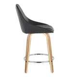 Diana - 24" Fixed-Height Counter Stool With Swivel And Round Chrome Metal Footrest (Set of 2) - Zebra Wood