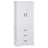 Tall Bathroom Storage Cabinet With 2 Doors And Drawers, Adjustable Shelf - White