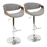 Curvo - Adjustable Barstool With Swivel - Walnut (Set of 2)