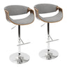 Curvo - Adjustable Barstool With Swivel - Walnut (Set of 2)