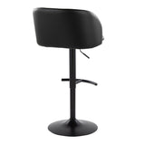 Fran - Adjustable Barstool (Set of 2) - Black Metal, Black Faux Leather