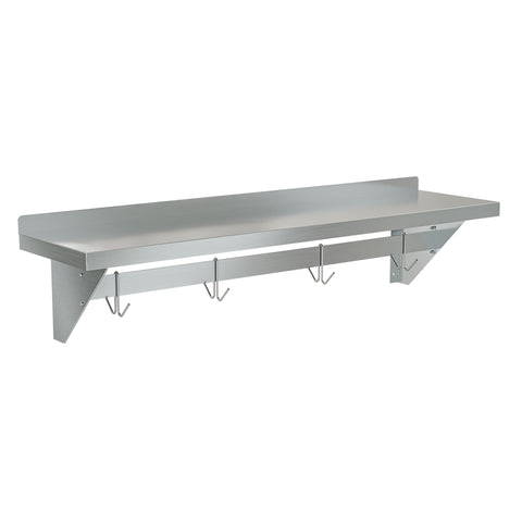 12" x 48" 18-Gauge Stainless-Steel Heavy Duty Wall Shelf with Pot Rack, WMPS-1248 .