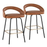 Grotto - Upholstered Fixed-Height Counter Stool - Black Metal