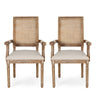 Upholstered Dining Chair With Cane Backrest