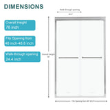 Modern Double Sliding Shower Enclosure, Tempered Glass