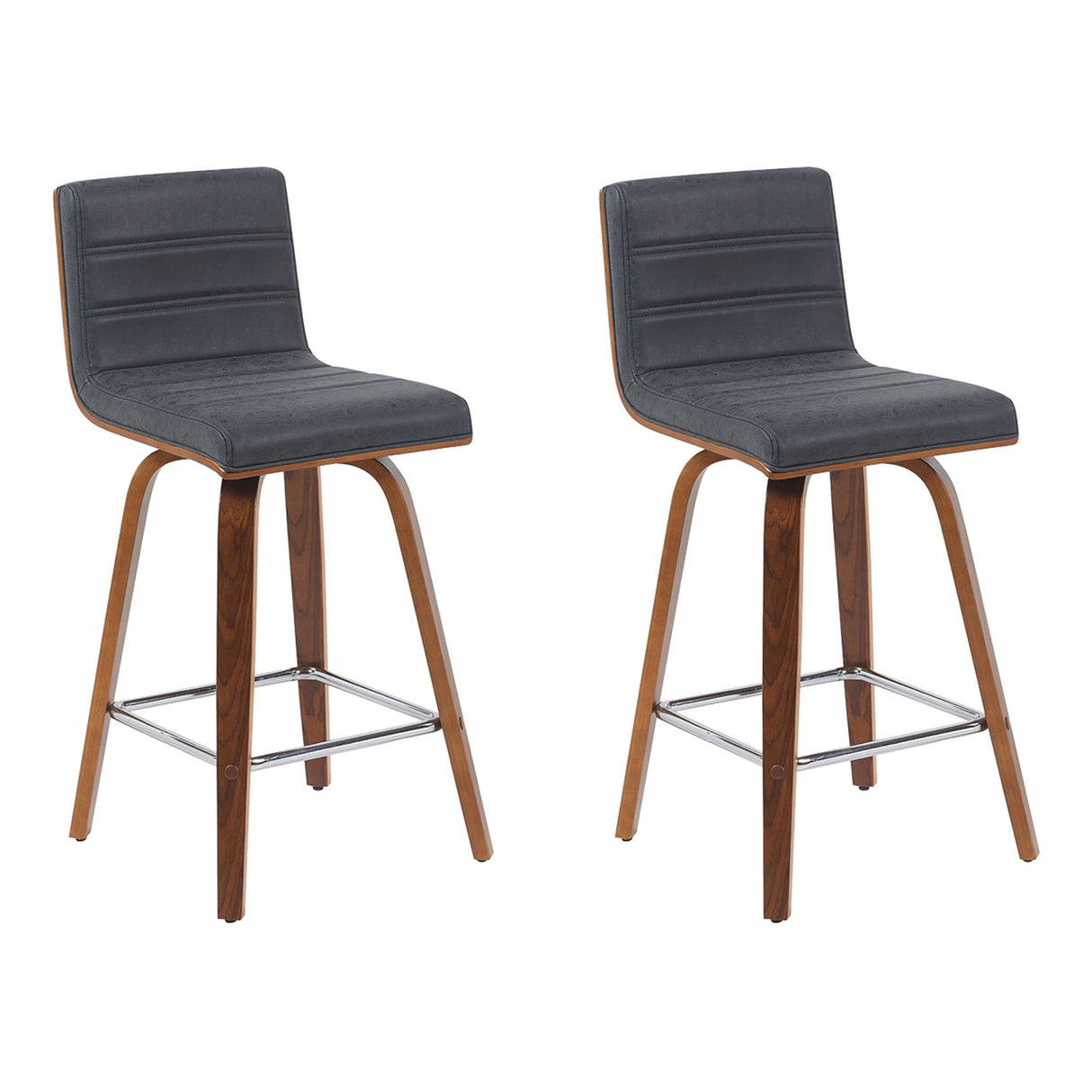Vienna - Modern Counter Height Swivel Bar Stool - Walnut Finished Wood Frame