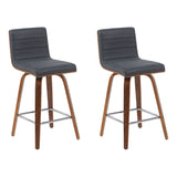 Vienna - Modern Counter Height Swivel Bar Stool - Walnut Finished Wood Frame