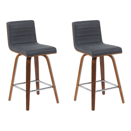 Vienna - Modern Counter Height Swivel Bar Stool - Walnut Finished Wood Frame