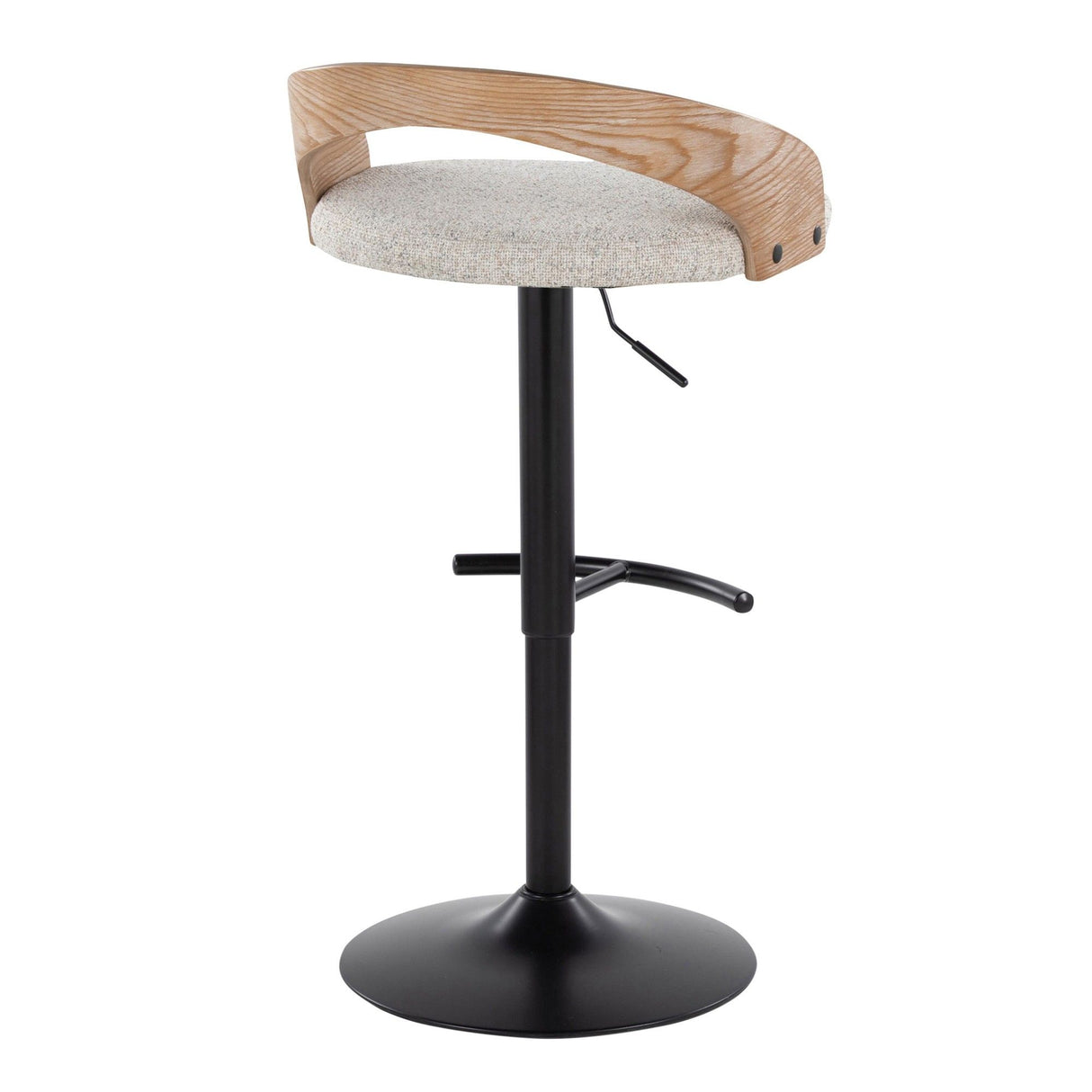 Grotto - Adjustable Barstool - Black Metal, Whitewashed Wood