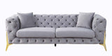 Jelanea - Sofa With 2 Pillows - Gray Velvet & Gold