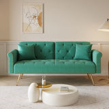Luxurious Velvet Sofa Bed With Nail Head Trim And Matching Pillow