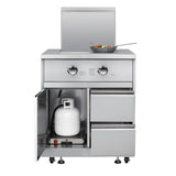 32 in. Outdoor Kitchen Liquid Propane Side Burner with Bottom Cabinet in Stainless-Steel (KM-OKS-SBC)