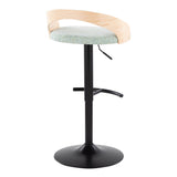 Grotto - Adjustable Barstool - Black Metal, Natural Wood