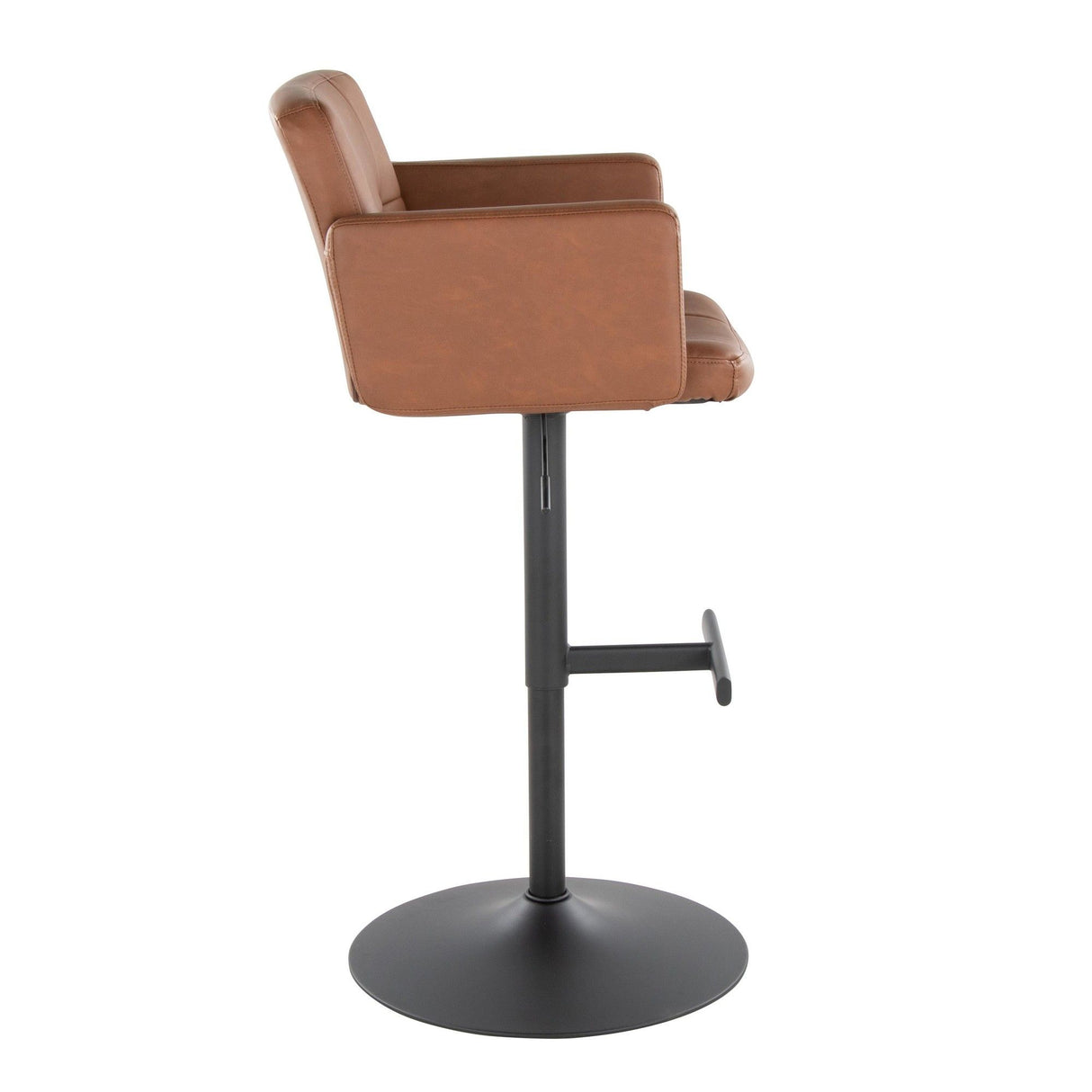 Stout - Adjustable Barstool With Swivel - Black Metal And Camel Faux Leather