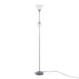 Dual - 72" Floor Lamp - Silver Metal And Frosted White Plastic Shades
