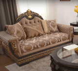 HD-9049 - Loveseat - Brown / Black / Gold