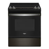 Whirlpool WEE515S0LV black stainless electric range front view