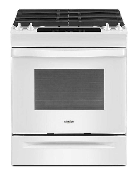 Whirlpool WEG515S0LW white gas range front view