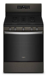Whirlpool WFG550S0LV black stainless gas range front view